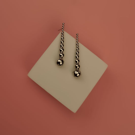 Elegant Silver Bead Drop Earrings