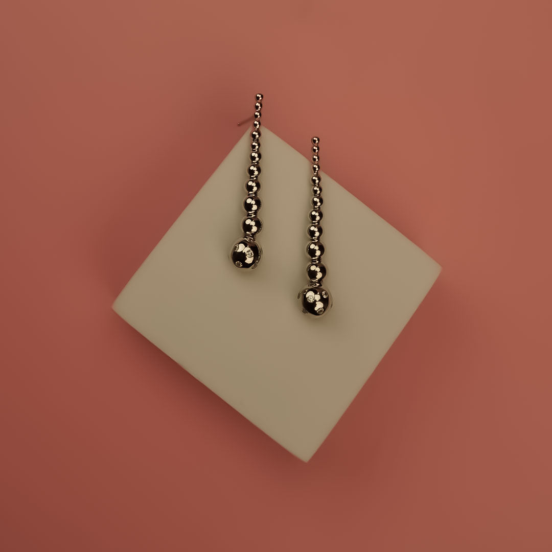 Elegant Silver Bead Drop Earrings