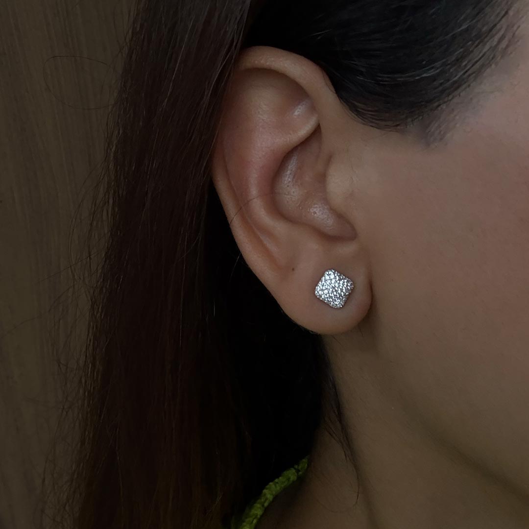Silver Cushion Studs Pure 925 Silver