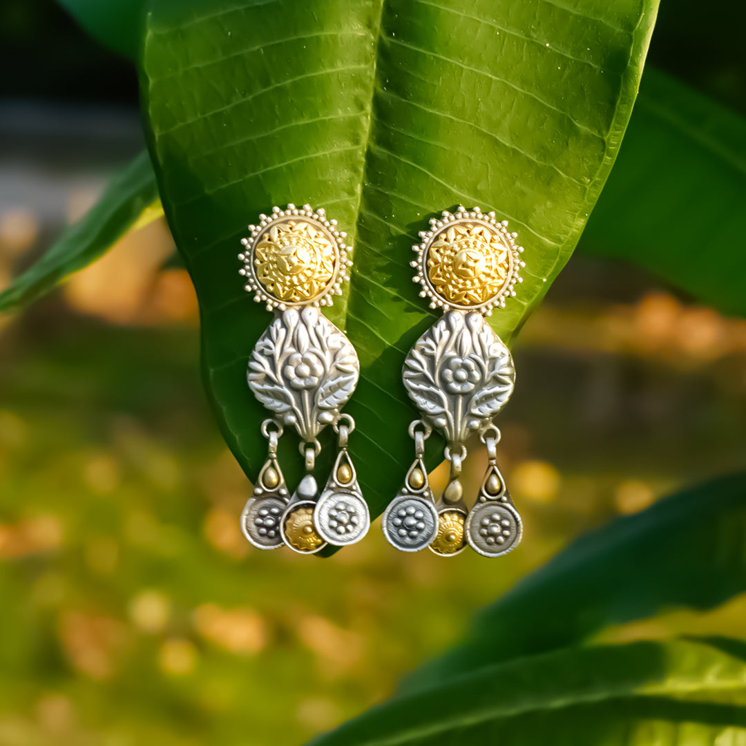 Jaipuri Heritage Two-Tone Dangler Pure 925 Earrings