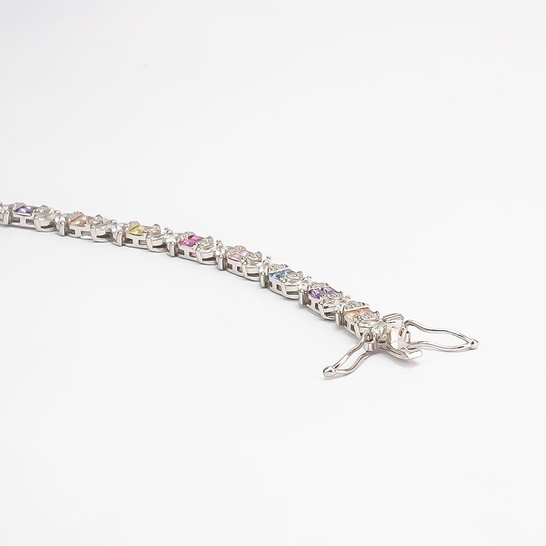 Silver Multicolour Tennis Bracelet