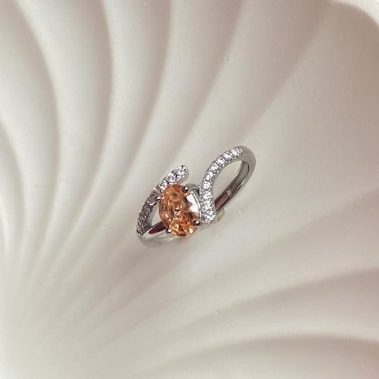 Peach Glow – 925 Silver Adjustable Ring