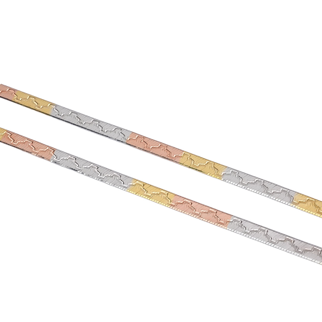 Silver Temple Tricolor Italian Reversible Anklet