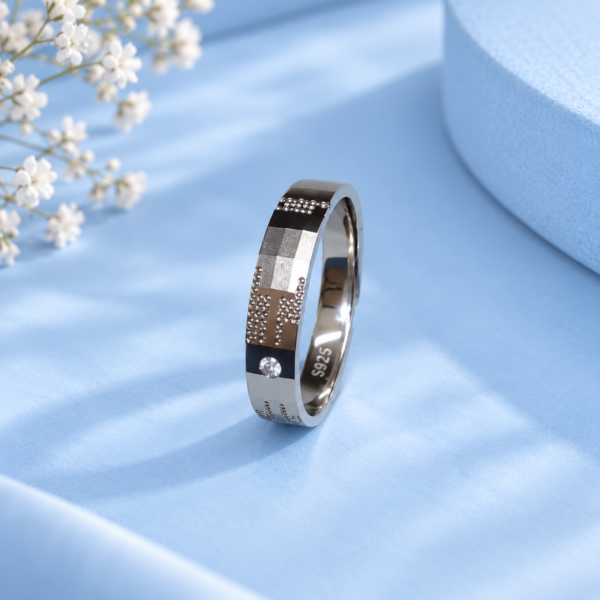 925 Silver Mosiac Couple Band Ring Taravya