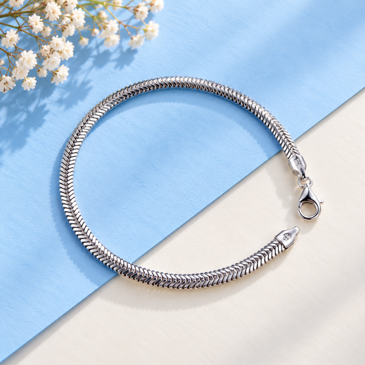 925 Sterling Silver Snake Men Bracelet Taravya