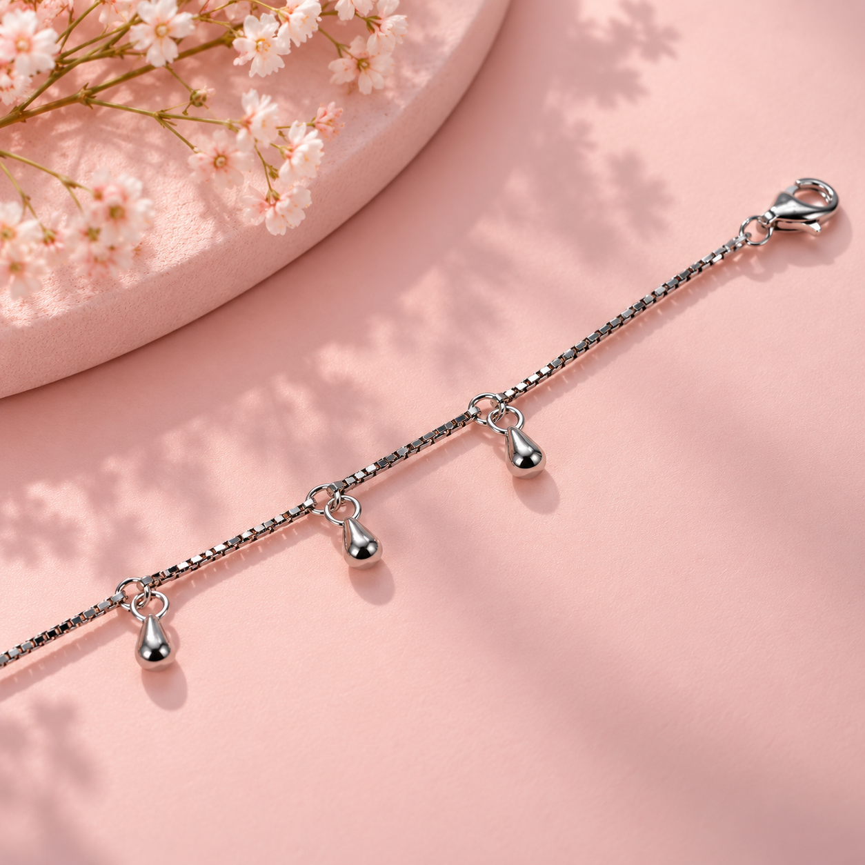 925 Silver Teardrop Bracelet