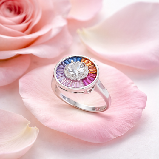 Silver Rainbow Ring Pure 925 Silver