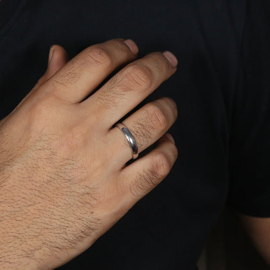 Men's Silver Band Ring Pure 925 Silver