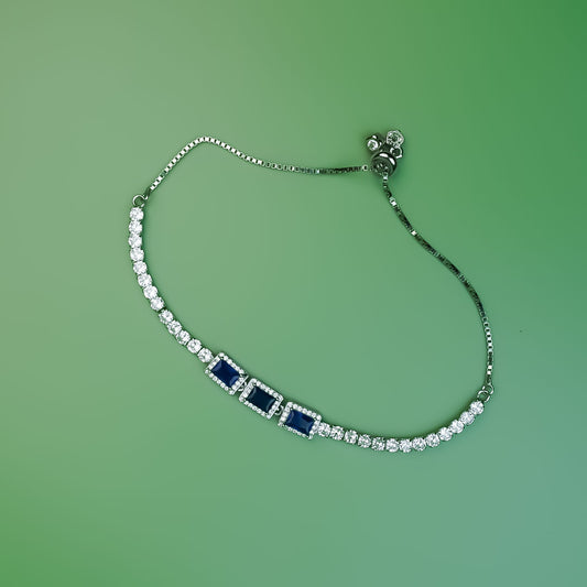 Midnight Glow Adjustable Silver Bracelet