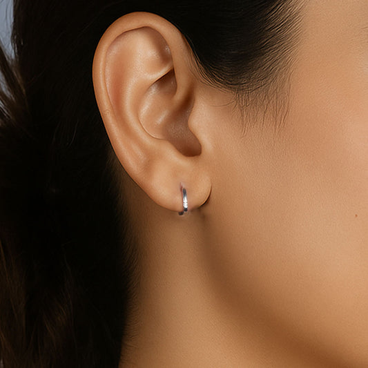 Sleek Square Zircon Hoops Pure 925 Silver