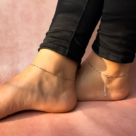 Sleek Twist  Pure 925 Anklet (Pair)