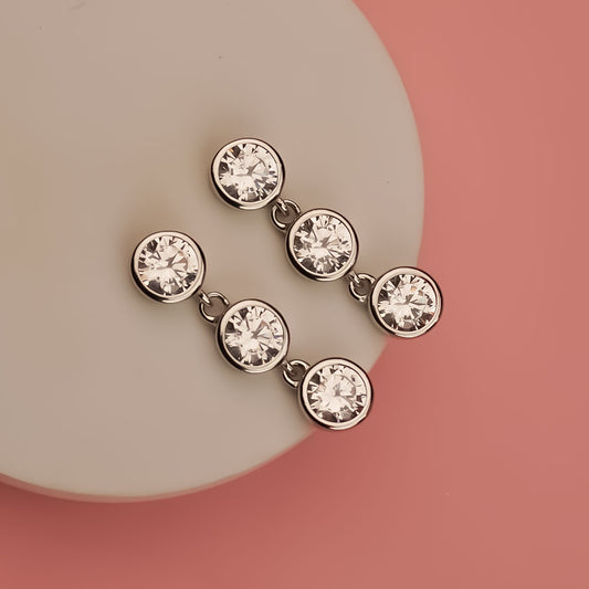 Solitaire 925 Silver Dangler Earrings