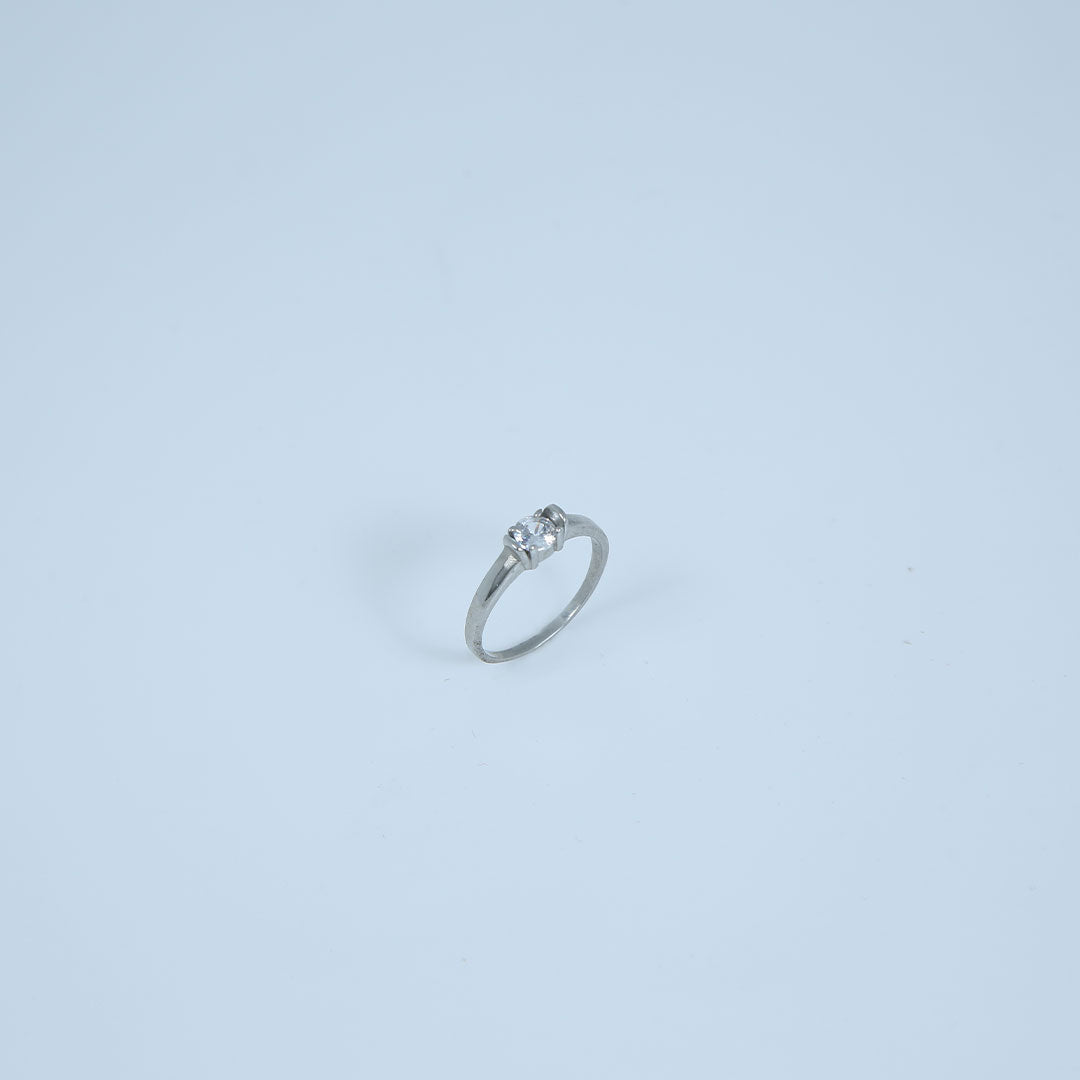 Dainty Silver Solitaire Ring Pure 925 Silver