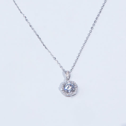 Silver Solitaire Necklace Set