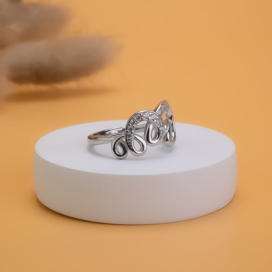 Crystal Swirl Adjustable 925 Silver Ring
