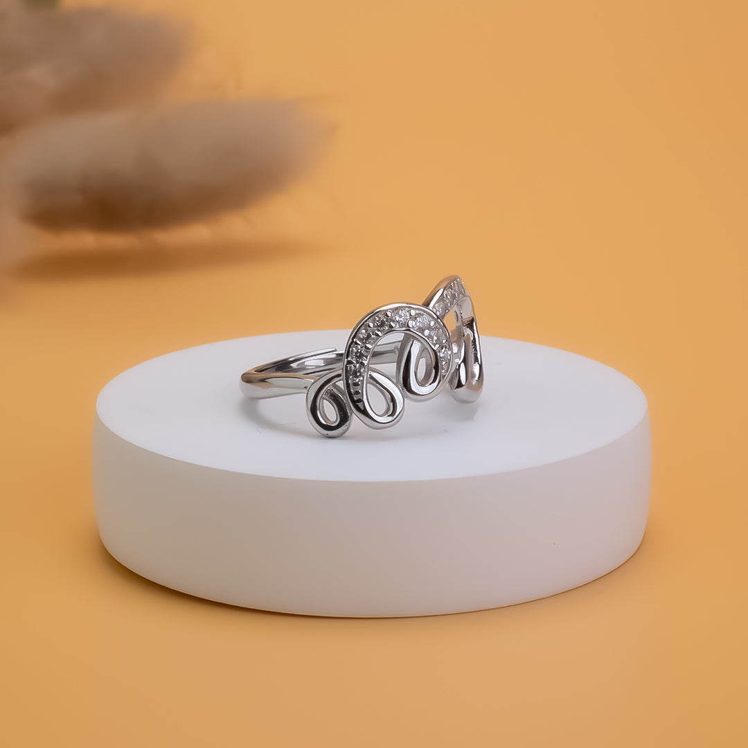 Crystal Swirl Adjustable 925 Silver Ring