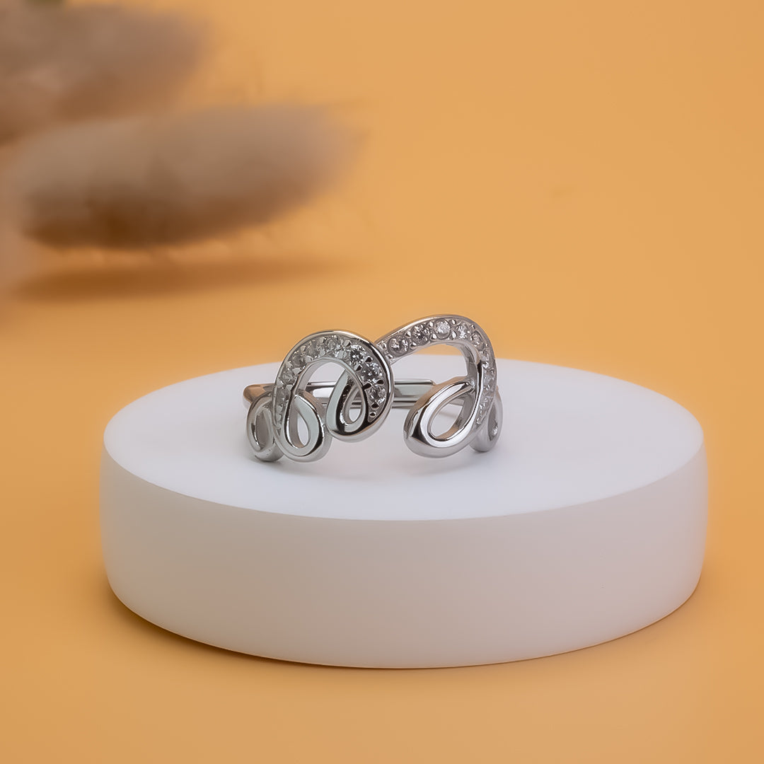 Crystal Swirl Adjustable 925 Silver Ring