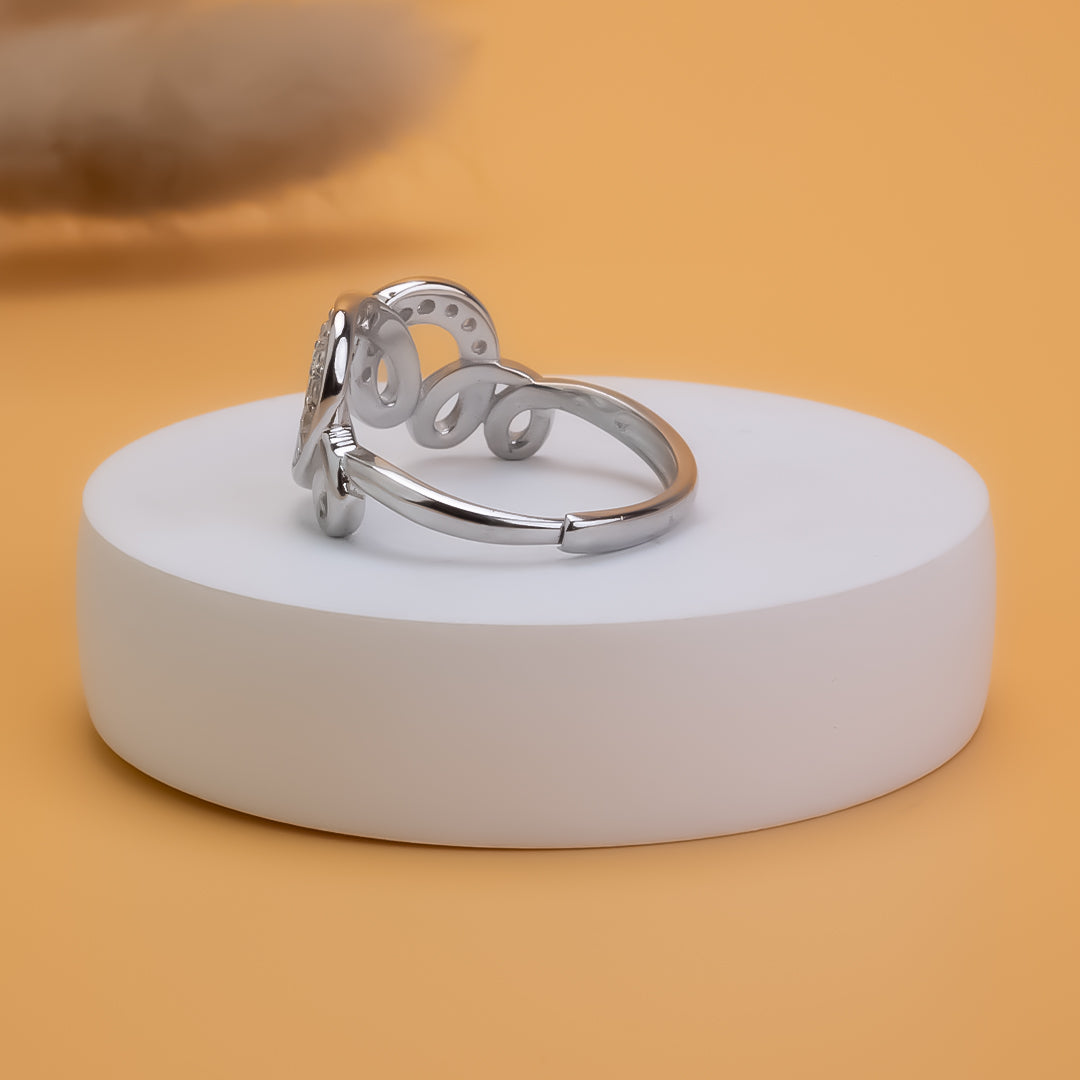 Crystal Swirl Adjustable 925 Silver Ring