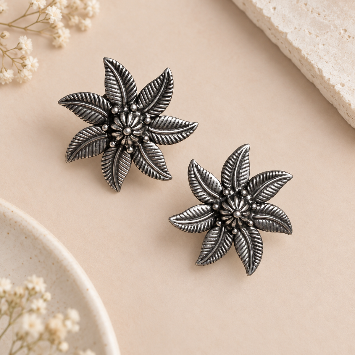 Starlit Oxidised Earrings – 925 Sterling Silver Taravya
