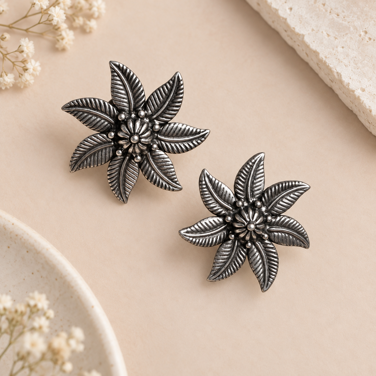 Starlit Oxidised Earrings – 925 Sterling Silver