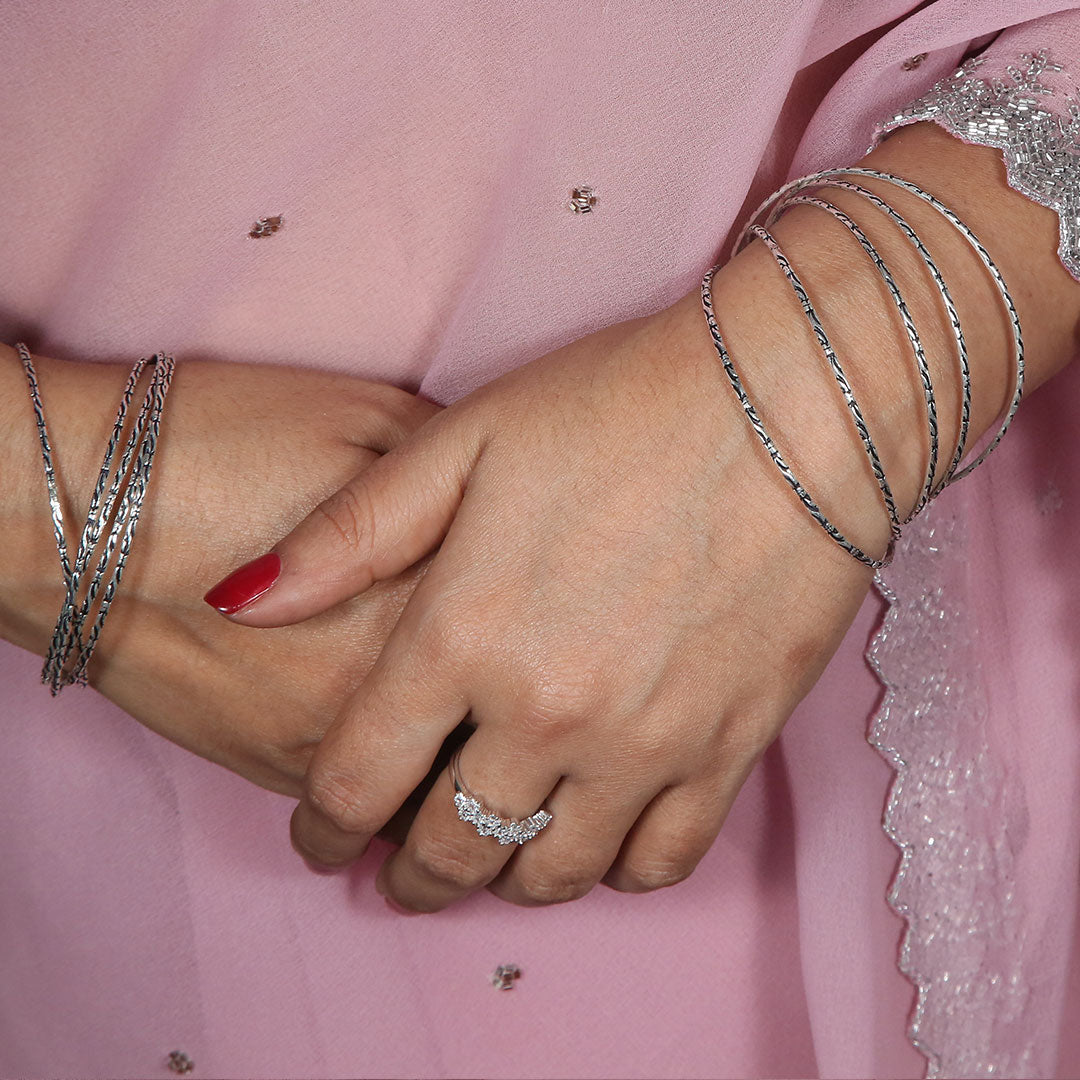 Intermingle Oxidised Bangles Pair Pure 925 Silver