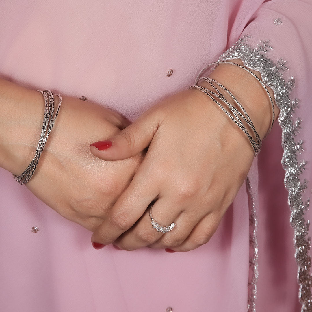Intermingle Oxidised Bangles Pair Pure 925 Silver