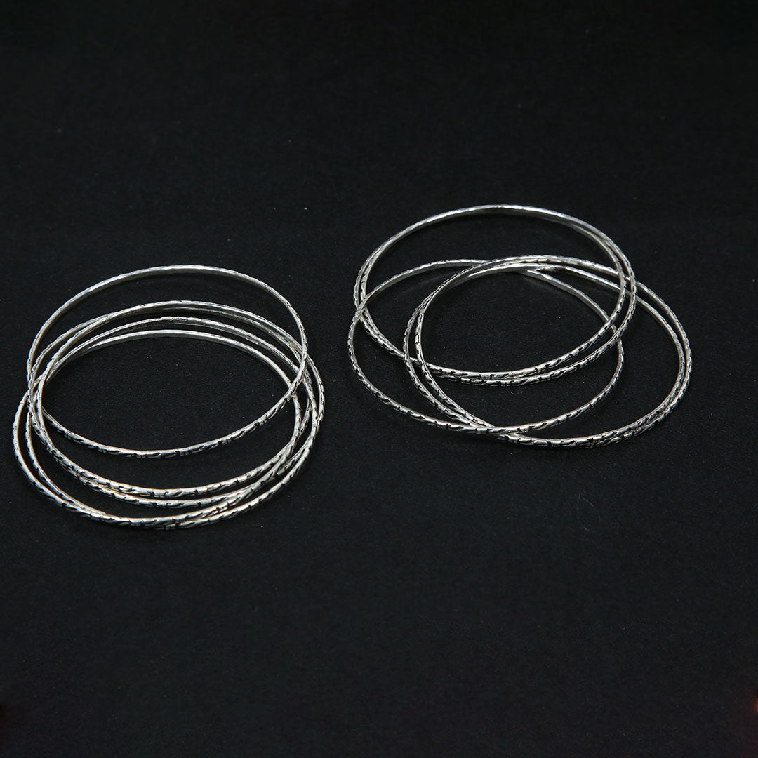 Intermingle Oxidised Bangles Pair Pure 925 Silver