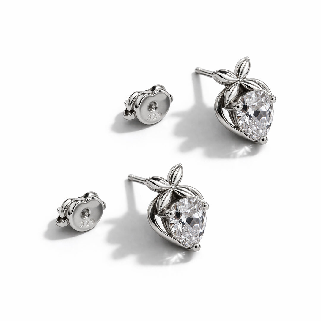 Strawberry Silver Stud Earrings