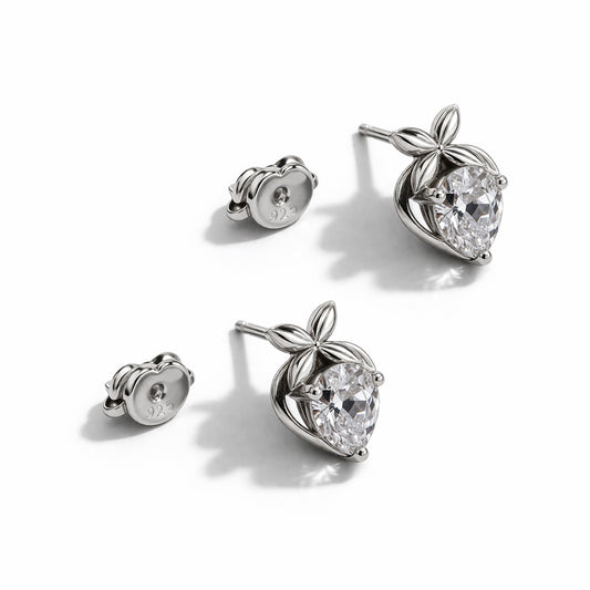 Strawberry Silver Stud Earrings
