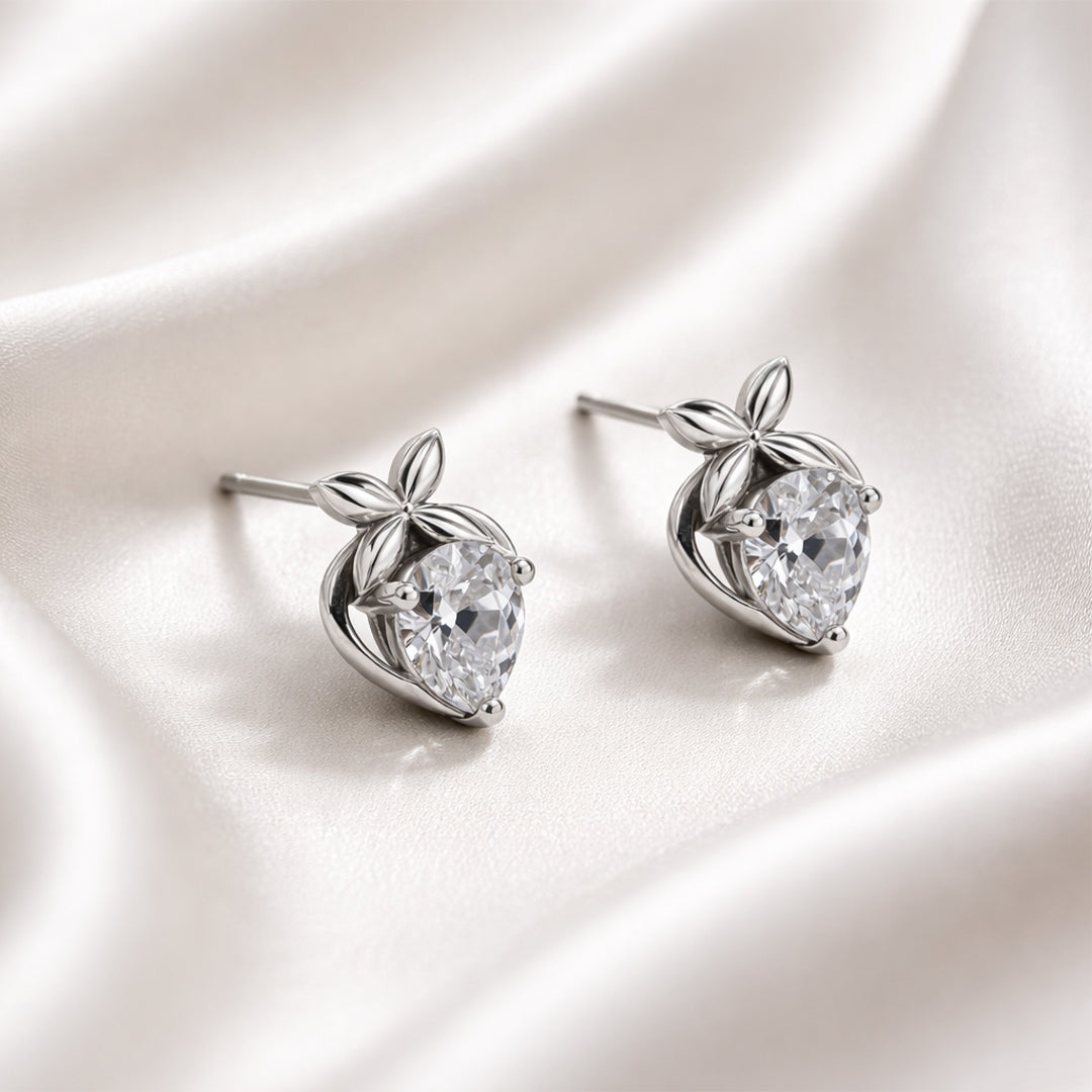 Strawberry Silver Stud Earrings