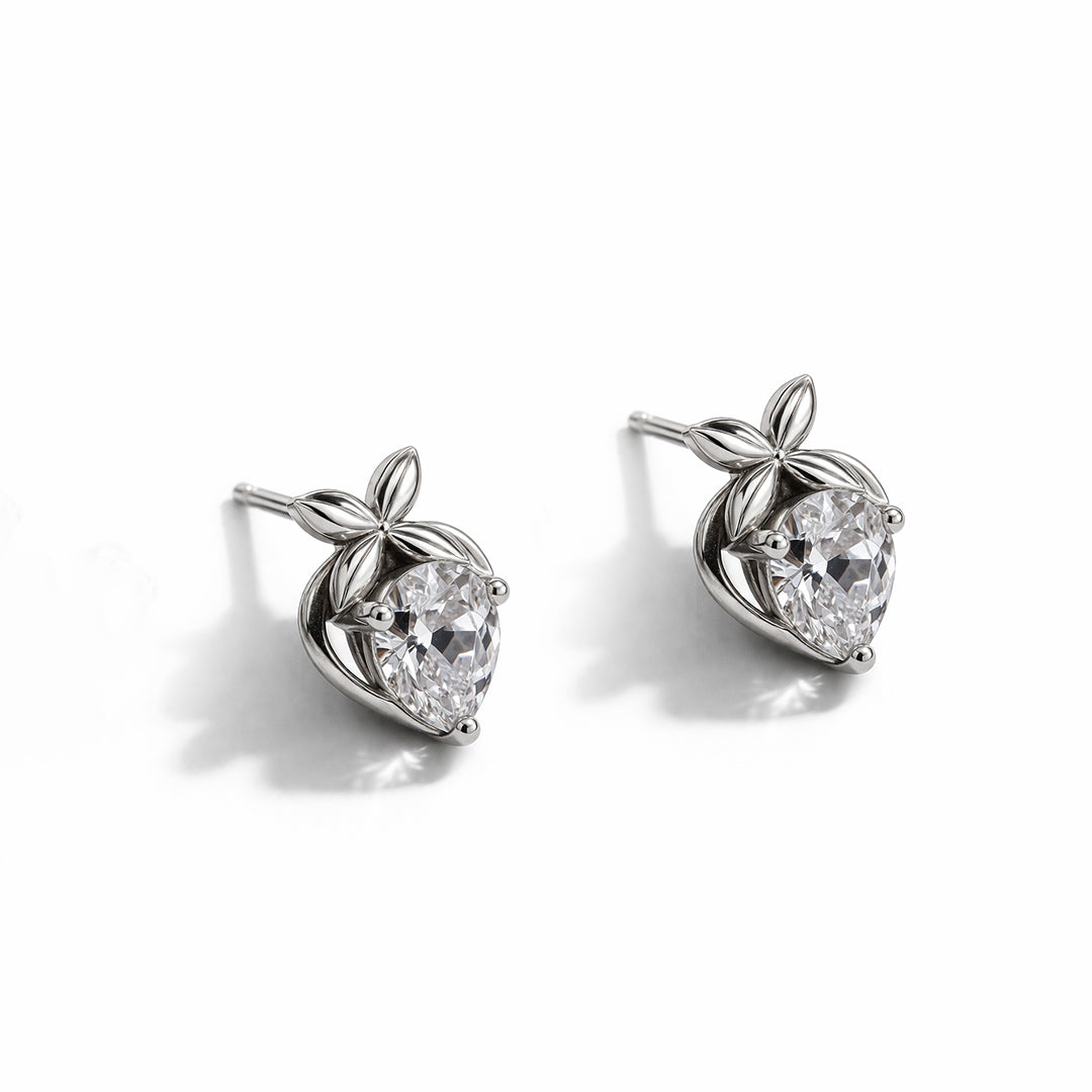 Strawberry Silver Stud Earrings