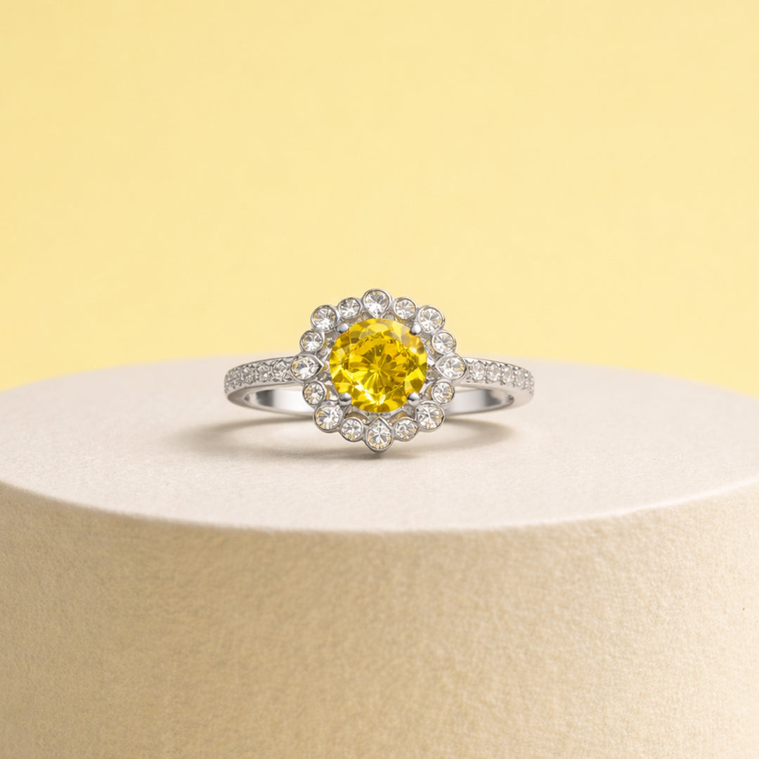 Sunflower Silver Adjustable Ring