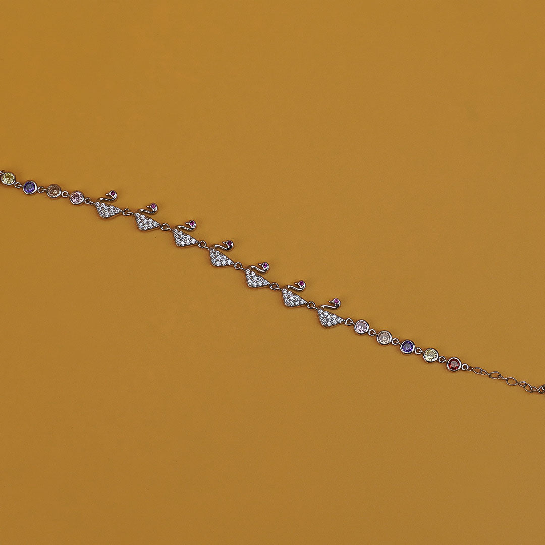 Swan Multicolour Bracelet Pure 925 Silver