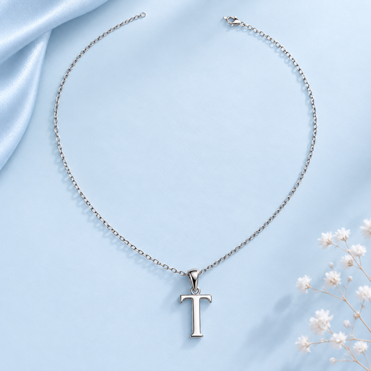 Silver T Initial Pendant Chain