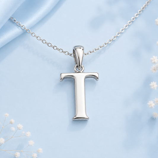 Silver T Initial Pendant Chain