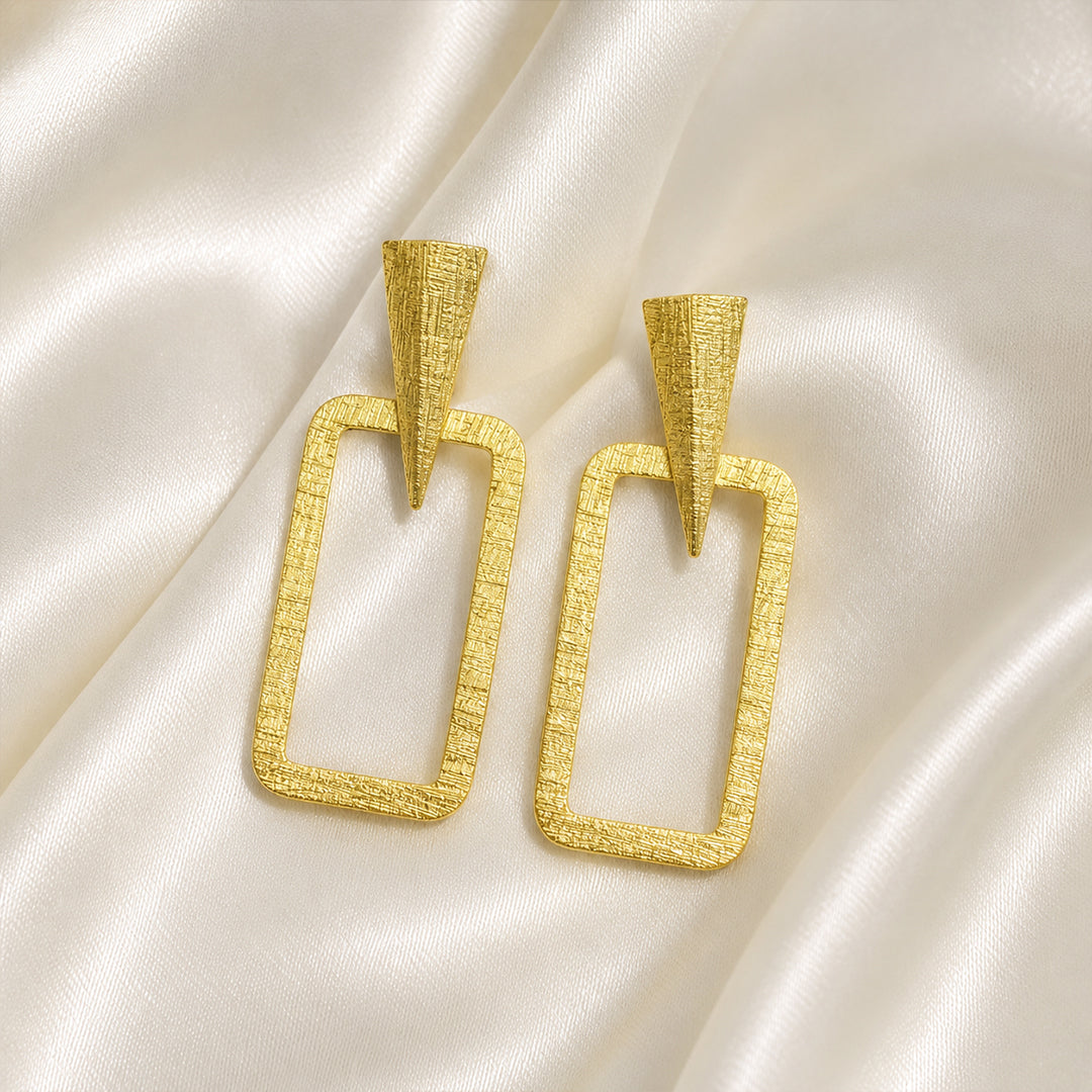 Textured Geometric Drop Earrings