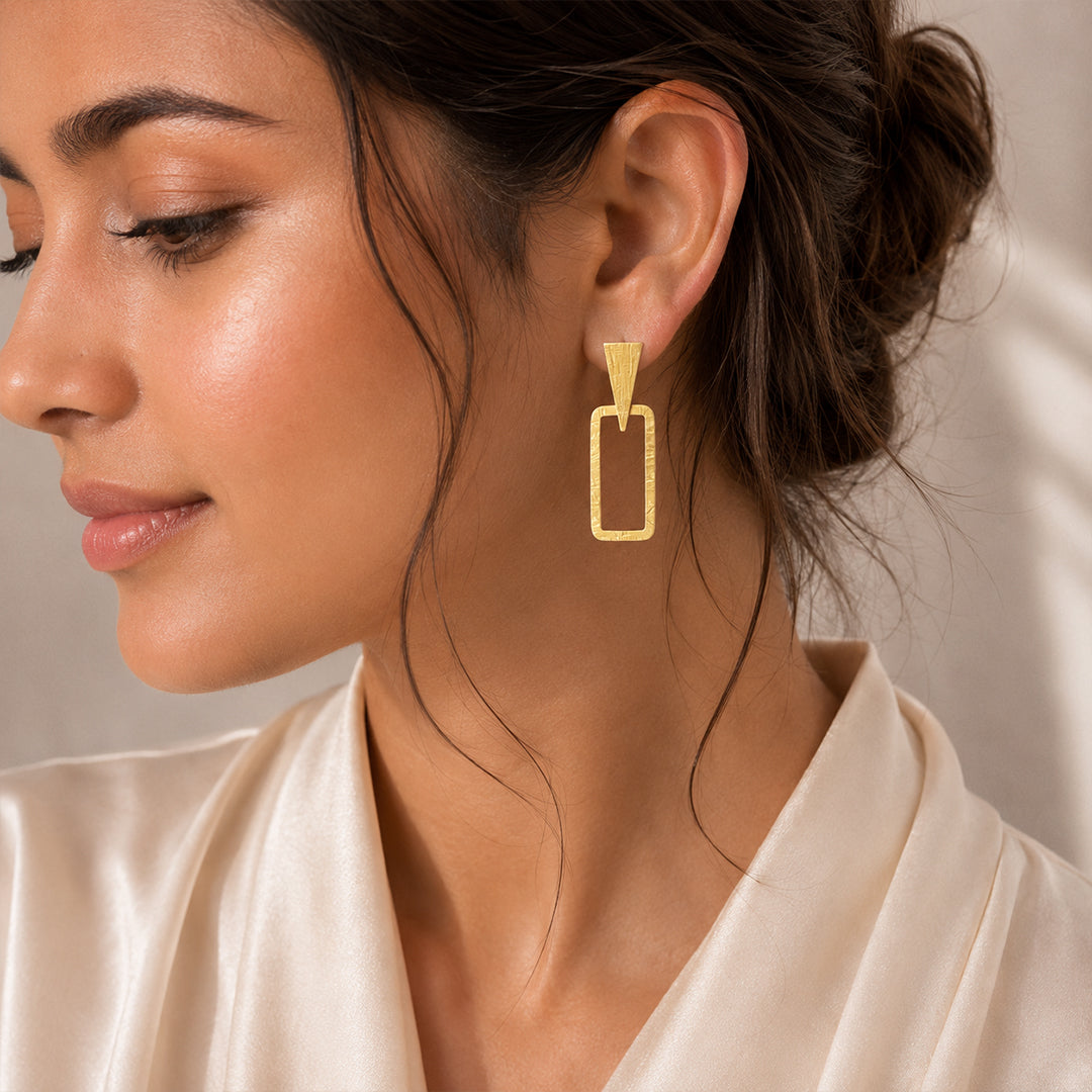 Textured Geometric Drop Earrings