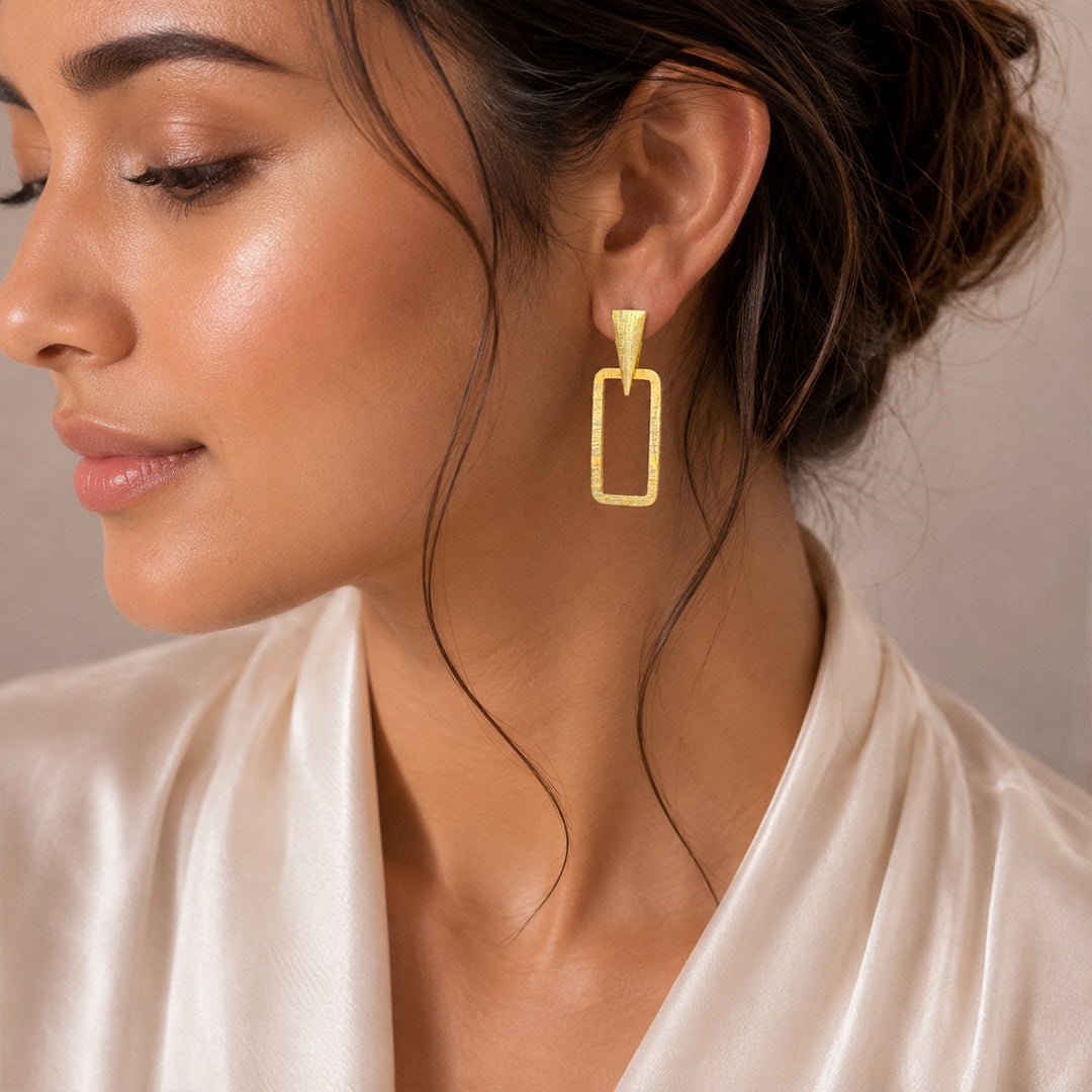 Textured Geometric Drop Earrings