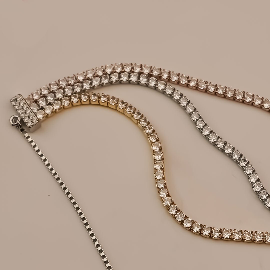 Tricolor Adjustable Tennis Bracelet | 925 Silver Trilayer Design