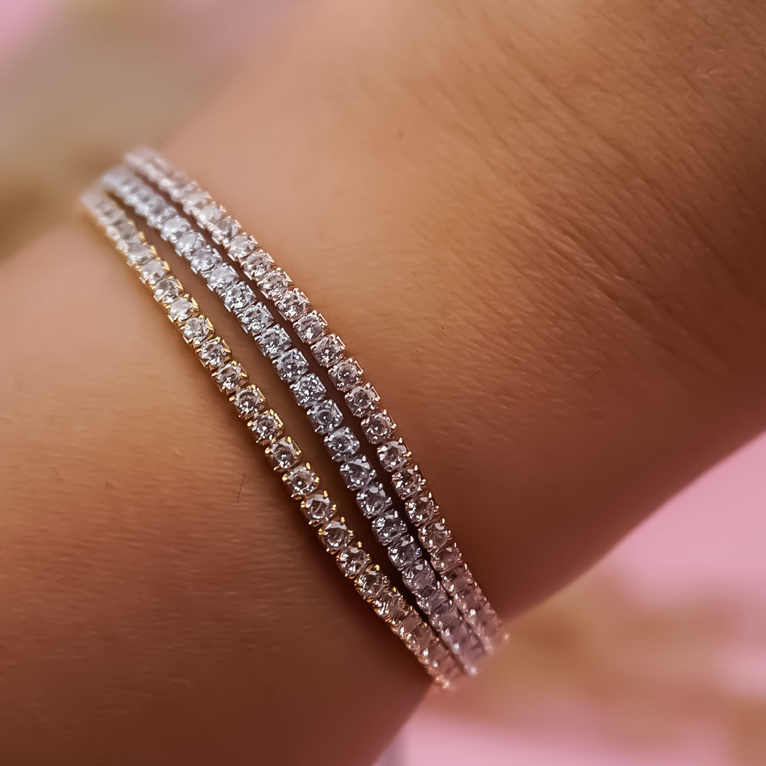 Tricolor Adjustable Tennis Bracelet | 925 Silver Trilayer Design