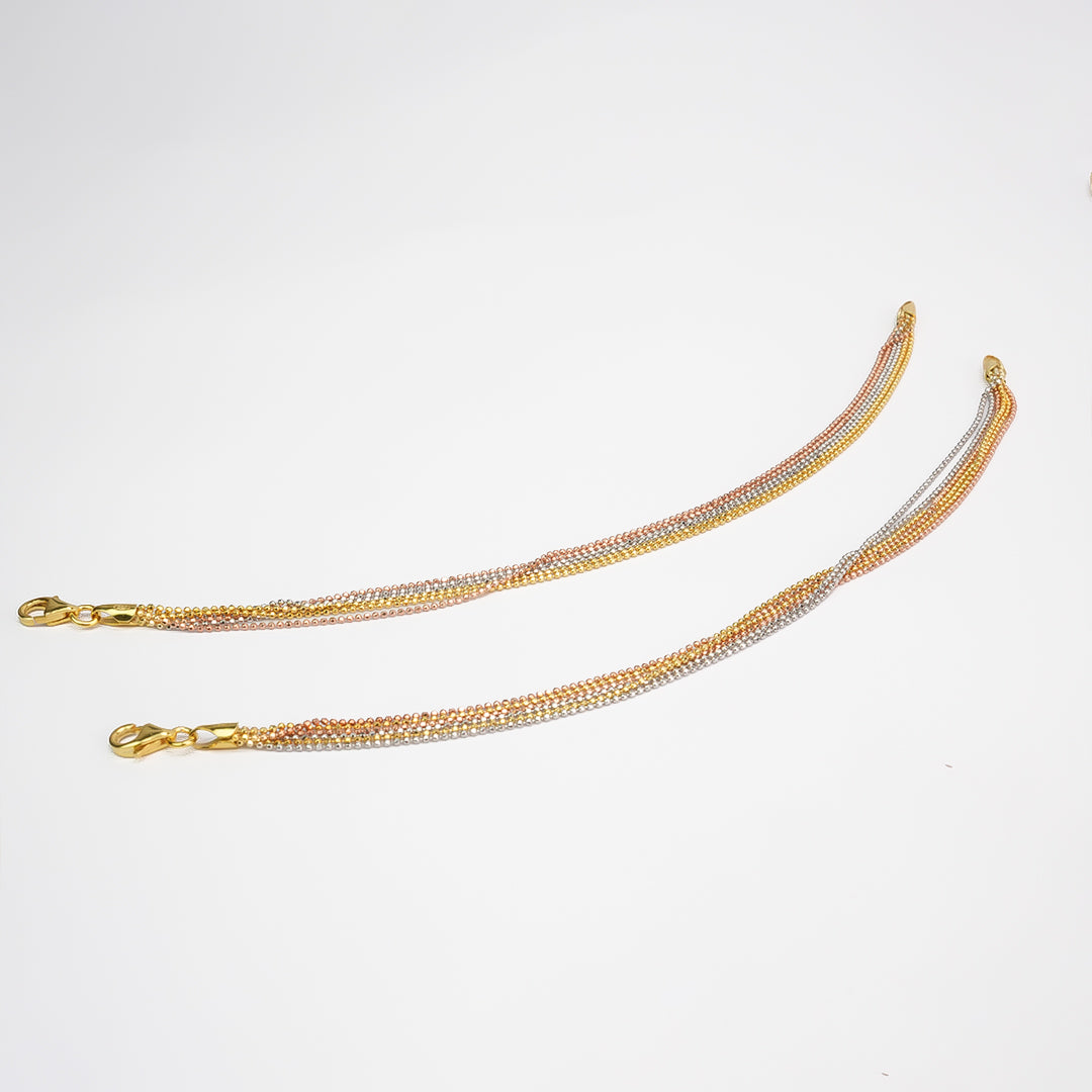 Silver Tricolor Italian Layered Kids Anklet