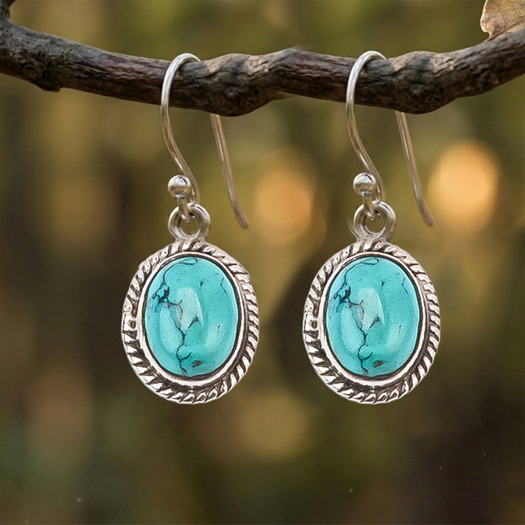 Silver Turquoise Oxidized Earrings