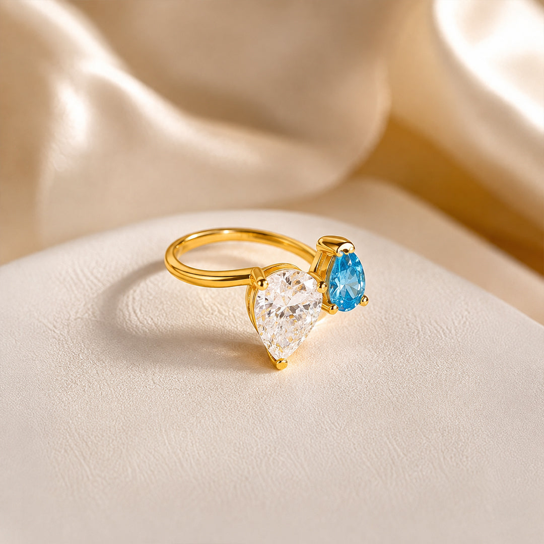 Twin Pear Crystal Ring