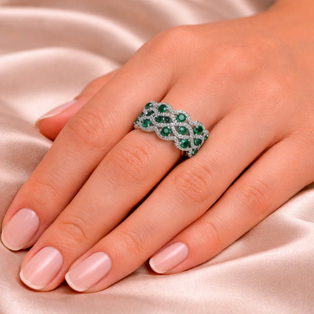 Verdant Elegance Silver Band