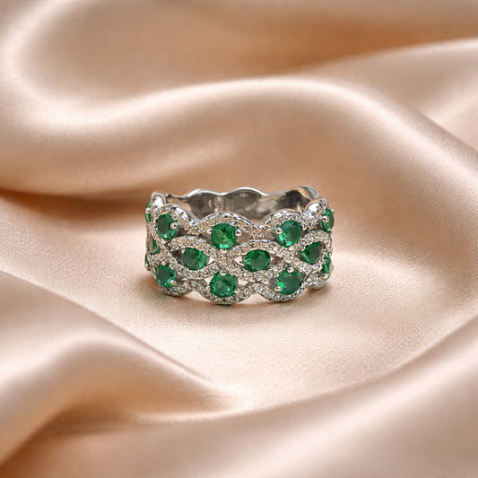 Verdant Elegance Silver Band