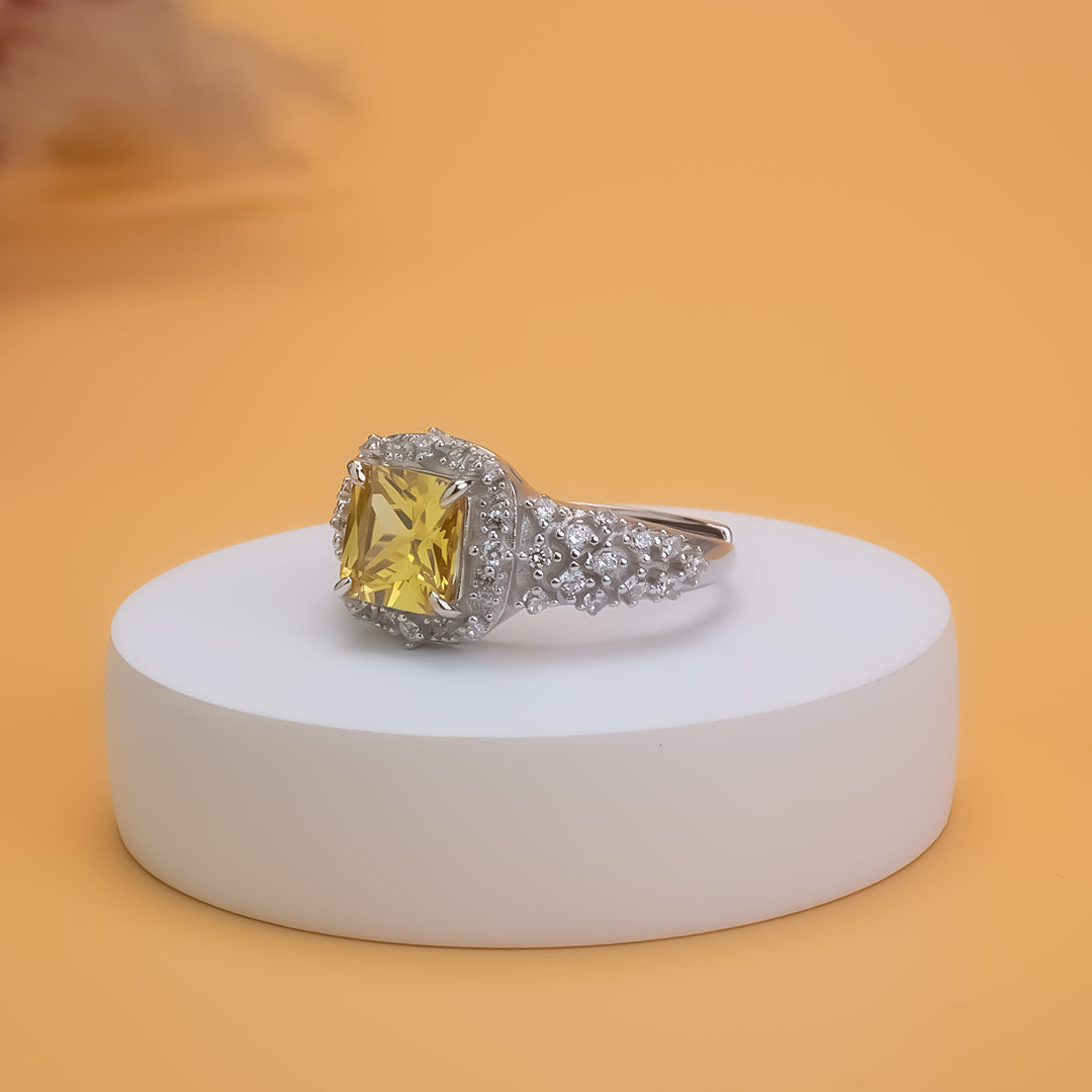 Golden Glow Adjustable 925 Silver Ring