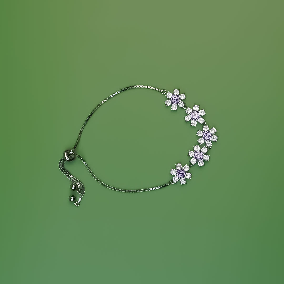 Violet Bloom Zirconia Flower Bracelet