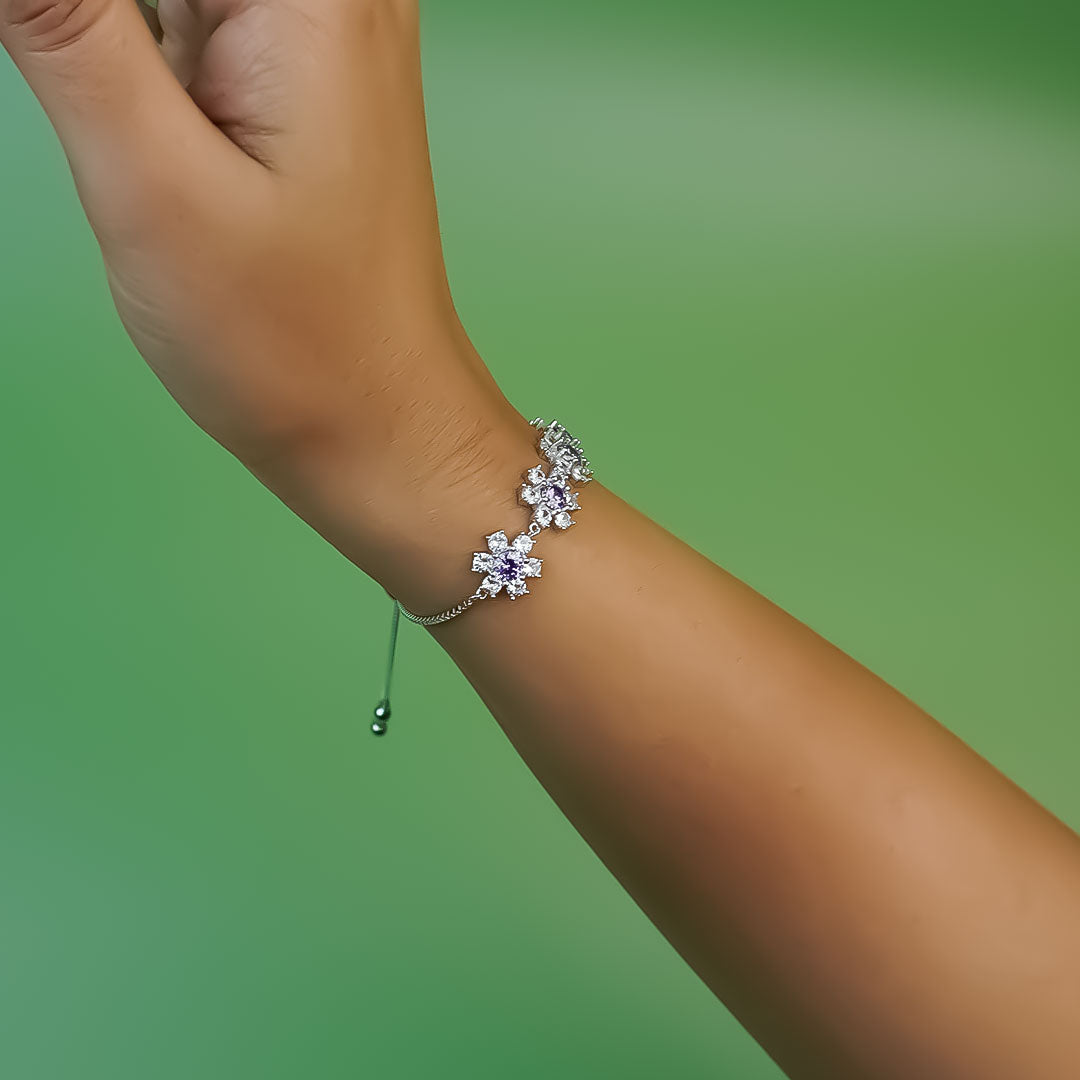 Violet Bloom Zirconia Flower Bracelet