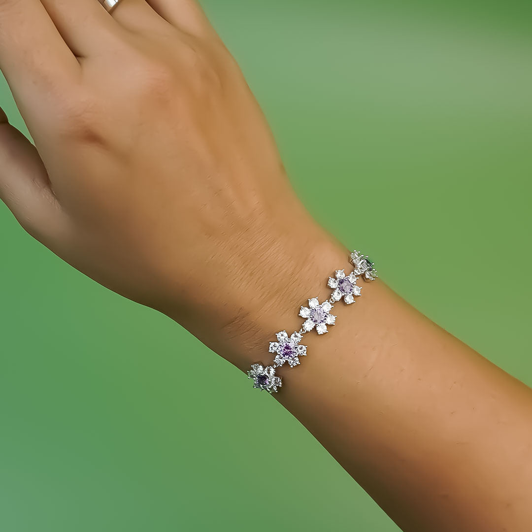 Violet Bloom Zirconia Flower Bracelet