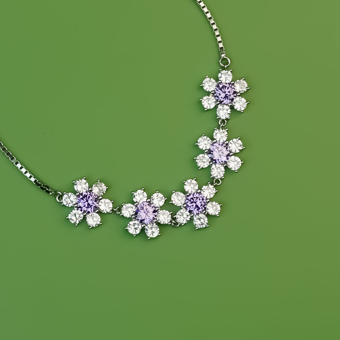 Violet Bloom Zirconia Flower Bracelet